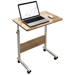 sogesfurniture Mobile Side Table 23.6 InchesTablet Wheels Mobile Laptop Computer Desk Adjustable Movable Laptop Computer Stand for Bed Sofa,Oak BHUS-05-1-60OK