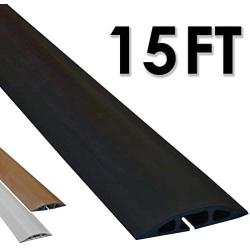Electriduct D-2 Low Profile Rubber Duct Cord Cover Floor Cable Protector - 15 Feet - Black (Raw Rubber Material)