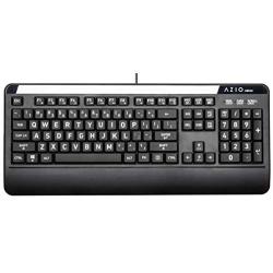 Azio Large Print Waterproof USB Keyboard - Wired 3-Color LED Backlit and Washable with Silver Antimicrobial Protection | Keyboards for Windows PC Version, Led Black/Blue Purple Red (KB530)