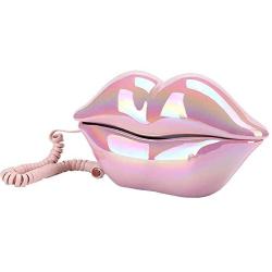 Lip Telephone, Advanced Home Telephone, Interesting Mouth Lip-Shaped Telephone, Funny Pink Lip Plastic Telephone Cable, Wire Phone Home Decoration, A for Friends or Families House Phone