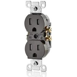 Leviton T5320-E 15 Amp, 125 Volt, Tamper Resistant, Duplex Receptacle, Residential Grade, Grounding, Black