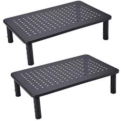 2 Pack Monitor Stand Rise 3 Height Adjustable,Computer, iMac, Pc, Printer, Desktop Ergonomic Metal Monitor Riser Stand with Mesh Platform for Airflow