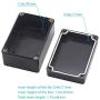 Zulkit Project Box ABS Plastic IP65 Waterproof Dustproof Electrical Junction box Enclosure Black 3.94 x 2.68 x 1.97 inch (100X68X50mm) (Pack of 2)