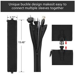 124pcs Cord Management Organizer Kit 4 Cable Sleeve with Zipper,10 Self Adhesive Cable Clip Holder,10pcs and 2 Roll Self Adhesive tie and 100 Fastening Cable Ties for TV Office Home etc (Black)
