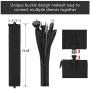 124pcs Cord Management Organizer Kit 4 Cable Sleeve with Zipper,10 Self Adhesive Cable Clip Holder,10pcs and 2 Roll Self Adhesive tie and 100 Fastening Cable Ties for TV Office Home etc (Black)