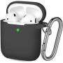 Hamile Compatible with AirPods Case [Front LED Visible] Soft Silicone Protective Cases Cover Skin Designed for Apple AirPod 2 & 1, Women Men, with Keychain (Black)