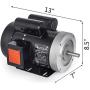 Mophorn 1.5HP Electric Motor, 3450rpm Reversible Single Phase 56C Frame Air Compressor Motor 5/8'' Shaft Diameter Electric Compressor Motor for Agricultural Machinery General Equipment, 115/230VAC