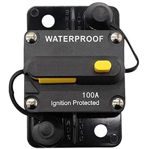 ANJOSHI 100Amp Waterproof Circuit Breaker 30A-300A Auto Car Protection Inline Fuse Stereo Switch Fuse Holders without Fuse Replacing