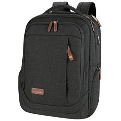 KROSER Laptop Backpack Large Computer Backpack Fits up to 15.6 Inch Laptop with USB Charging Port Water-Repellent School Travel Backpack Casual Daypack for Business/College/Women/Men-Charcoal Black