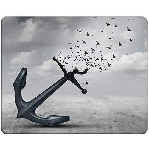 NICOKEE Seagulls Rectangle Gaming Mousepad Anchor Turns into Flying Birds Seagulls for Liberty and Hope Mouse Pad Mouse Mat for Computer Desk Laptop Office 9.5 X 7.9 Inch Non-Slip Rubber