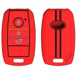 A.M.E. 2pcs Deluxe Smart Key Fob Remote Cover Case Skin for Kia Sorent NIRO Optima Sportage Forte Seltos (Push Button) (Red 2PCS)