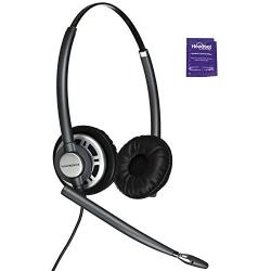 Plantronics HW720 Wired Office Headset Bundled with Headset Advisor Wipe (Renewed)