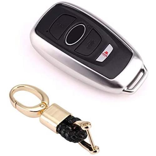 Royalfox(TM) 3 4 Buttons TPU Smart Remote Key Fob case Cover for Subaru Forester Sti 2016 2017/2017 2018 Outback Impreza/2015 2016 XV Crosstrek / 2014-2017 BRZ / 2016 WRX (Silver)