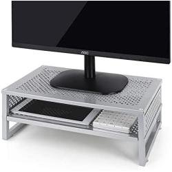 Simple Trending 2-Tier Monitor Stand Riser, Metal Desk Organizer Stand with Anti-Slip Suction Cup for Laptop, Computer, iMac, Pc, Printer,Silver