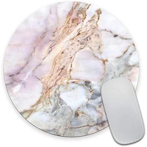 Smooffly Marble Circular Mouse Pad, Teacher Custom Gift, Pink and Blue Marble Mouse Pad Round Mat Size 7.9 x 7.9 x 0.12 Inch