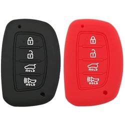Coolbestda 2Pcs Silicone Smart 4buttons Key Fob Skin Cover Case Protector Keyless Jacket Remote Bag for 2018 2017 2016 Hyundai Tucson Elantra (NOT FIT Flip/Pop Out/Folding Key