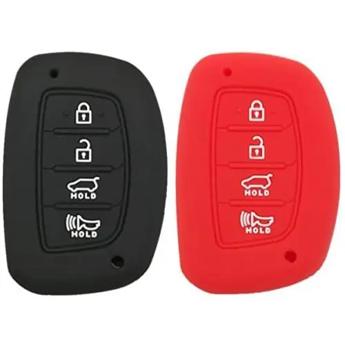 Coolbestda 2Pcs Silicone Smart 4buttons Key Fob Skin Cover Case Protector Keyless Jacket Remote Bag for 2018 2017 2016 Hyundai Tucson Elantra (NOT FIT Flip/Pop Out/Folding Key