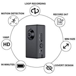 Mini Spy Camera,FUVISION Micro Camera with Motion Detect,1080P Full HD Hidden Camera with 1.5 Hours Battery Life,Hidden Security Camera with Loop Recording Perfect for Home and Office