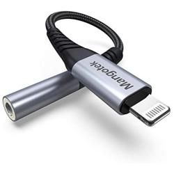 Mangotek Lightning to 3.5mm iPhone Jack Adapter for Car/Audio Speaker/Microphone, iPhone Headphone Adaptor Aux Converter Dongle Connector Compatible with iPhone 12 Mini 12 Pro Max/11 XS XR X SE-Gray