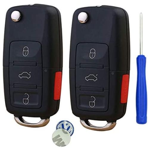 New Uncut blade Keyless Remote Key Fob Shell Case No Chips Inside for VW Volkswagen Jetta Passat Golf Beetle Rabbit GTI CC EOS (Black Pack 2)