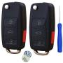 New Uncut blade Keyless Remote Key Fob Shell Case No Chips Inside for VW Volkswagen Jetta Passat Golf Beetle Rabbit GTI CC EOS (Black Pack 2)