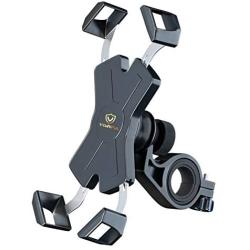 visnfa New Bike Phone Mount with Stainless Steel Clamp Arms Anti Shake and Stable 360° Rotation Bike Accessories/Bike Phone Holder for Any Smartphones GPS Other Devices Between 4 and 7 inches