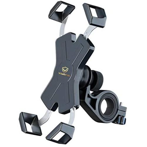 visnfa New Bike Phone Mount with Stainless Steel Clamp Arms Anti Shake and Stable 360° Rotation Bike Accessories/Bike Phone Holder for Any Smartphones GPS Other Devices Between 4 and 7 inches