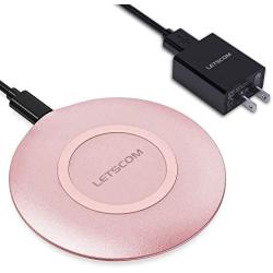 LETSCOM Wireless Charger, Qi-Certified 15W Fast Wireless Charging Pad with QC3.0 AC Adapter,Compatible with iPhone 12/12 Pro/11/11 Pro/XR/XS/X/8/8+/Airpods, Galaxy Note 10/Note 10+/S10/S10+/S9/S8