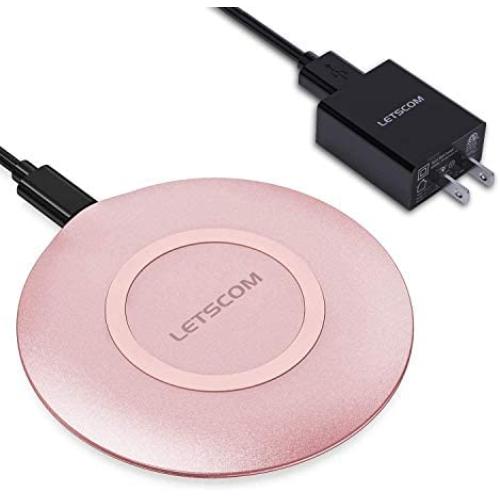 LETSCOM Wireless Charger, Qi-Certified 15W Fast Wireless Charging Pad with QC3.0 AC Adapter,Compatible with iPhone 12/12 Pro/11/11 Pro/XR/XS/X/8/8+/Airpods, Galaxy Note 10/Note 10+/S10/S10+/S9/S8