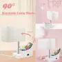KAYBELE Table Lamp,Multi-Functional Beside Desk Lamp with AC Outlet, Wooden Storage Organizer Base, 90°Rotatable Lampshade, Cute Nightstand Lamp for Living Room, Bedroom,Dorm, Kids Room-White