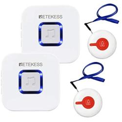 Retekess TH003 Wireless Caregiver Pager,Nurse Alert System,52 Alert Tones,2 SOS Call Buttons,2 Receivers for Nurse,Patient,Elderly,Handicapped
