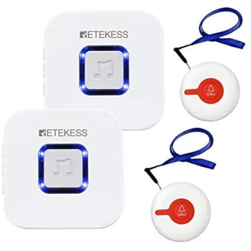 Retekess TH003 Wireless Caregiver Pager,Nurse Alert System,52 Alert Tones,2 SOS Call Buttons,2 Receivers for Nurse,Patient,Elderly,Handicapped
