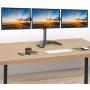 HUANUO Triple Monitor Stand - Free Standing Fully Adjustable Monitor Desk Mount - Tilts, Swivels, Rotates - Fits 3 LCD LED OLED Screens 13-24 Inches in Size, Each Arm Holds up to 22lbs