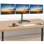 HUANUO Triple Monitor Stand - Free Standing Fully Adjustable Monitor Desk Mount - Tilts, Swivels, Rotates - Fits 3 LCD LED OLED Screens 13-24 Inches in Size, Each Arm Holds up to 22lbs
