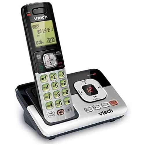 VTech CS6829 DECT6.0 Cordless Phone for Home with Answering System, Caller ID/Call Waiting, Backlit Keypad and Display, Full Duplex Handset Speakphone, Hearing Aid Compatable, Expandable to 5 HS, (Si