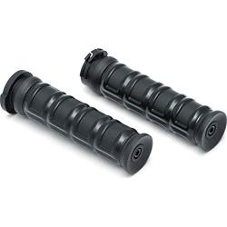 Kuryakyn 6673 Dillinger Handlebar Grips for Dual Cable Throttle Control: 1996-2019 Harley-Davidson Motorcycles, Satin Black, 1 Pair