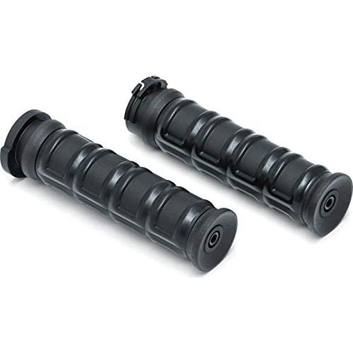 Kuryakyn 6673 Dillinger Handlebar Grips for Dual Cable Throttle Control: 1996-2019 Harley-Davidson Motorcycles, Satin Black, 1 Pair