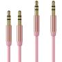 TalkWorks Aux Cable 3.5mm Audio Cord for Car (2 Pack) 6ft Long Heavy Duty Male to Male Jack Auxiliary Cord Extension Adapter for Apple iPhone, Android for Samsung Galaxy, Headphones - Rose Gold