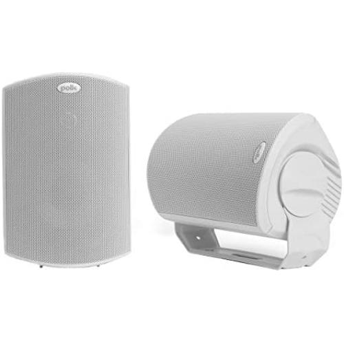 Polk Audio Atrium 6 Outdoor All-Weather Speakers with Bass Reflex Enclosure (Pair, White) | Broad Sound Coverage | Speed-Lock Mounting System
