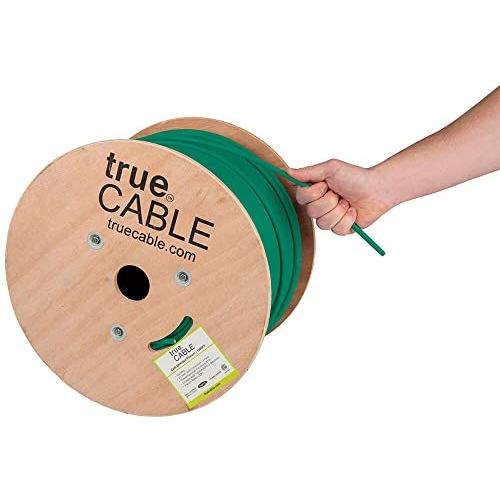 trueCABLE Cat6 Plenum Shielded (CMP), 1000ft, Green, 23AWG Solid Bare Copper, 550MHz, ETL Listed, Overall Foil Shield (FTP), Bulk Ethernet Cable