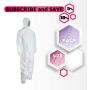 AMZ Disposable Overalls. Pack of 5 White Adult Overalls X-Large Size. Laminated Non-Woven Fabric Apparel with Attached Hood, Zipper Front Entry, Elastic Wrists, Elastic Ankles. Unisex Poly Clothing.