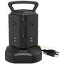 9.8ft Power Strip Tower JACKYLED Surge Protector Electric Charging Station with 13A 6 AC 4 USB Ports Heavy Duty Extension Cord for Home Office Computer Nightstand Laptop Phone Black