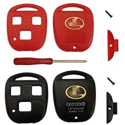 for Lexus Key Fob Shell,Replacement Key Case Housing Keyless Entry Remote Key Fob with Stickers Fit for Lexus GS300 GS400 GS430 GX470 IS300 LS400 LS430 LX470 RX300 RX330 (1 Black+1 Red)