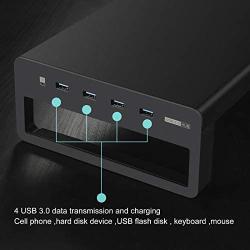 Vaydeer USB 3.0 Aluminum Monitor Stand Metal Riser Support Transfer Data,Keyboard and Mouse Storage Desk Organizer for Laptop,Computer,Notebook,MacBook(Monitor Size Up to 27 inches)(Black)