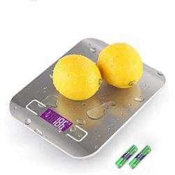 RangTouek Digital Kitchen Scale, 10kg/22lb, Premium Stainless Cooking Electronic Weighing Scales with LED Display, Tare, for Kitchen, Ingredients(lb, oz, g, kg, ml), Silver(Battery Included)