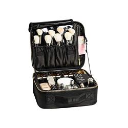 ROWNYEON Travel Makeup Bag Makeup Organizer Case Makeup Train Case Makeup Artist Bag Portable Cosmetic Bag Gift for Women with EVA Adjustable Dividers Small Black