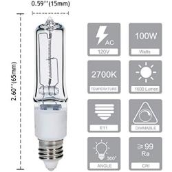 4-Pack JDE11 120V 100W Dimmable Halogen Bulb T4 Mini Candelabra Base Warm White for Chandeliers, Ceiling Fan, Table Lamps, Cabinet Lighting