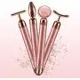 4-in-1 Beauty Bar 24k Golden Pulse Face Massager, Electric Jade Roller Facial Massager Rose Quartz, Arm Eye Nose Massage Stone for Face Lift Anti-Aging Anti-Wrinkles Skin Tightening Face Firming
