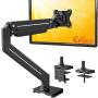 ErGear Single Monitor Mount Stand, Heavy-Duty Aluminium Arm Hold 26.5lbs, 13-35 Inches Monitor, Premium Gas Spring Mount w/Two Desk Mount Options and All Required Accessories, Black Matte