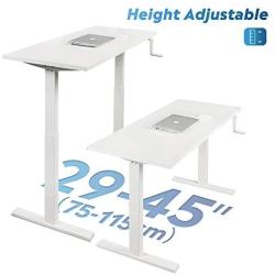 DEVAISE Adjustable Height Standing Desk, 47 inch Sit to Stand Up Desk Workstaion with Crank Handle for Office Home, White